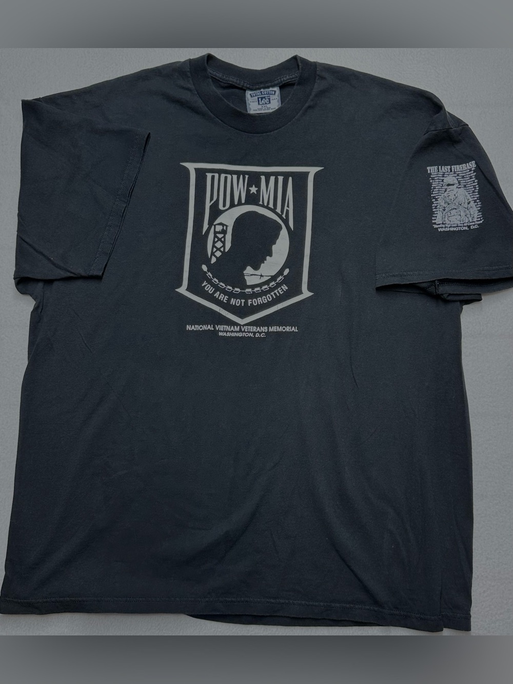 Vintage Lee POW MIA Vietnam Veterans Memorial T Shirt USA XXL Black 90s